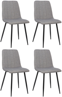 DELUKE® 4er Set Stühle LENZ Stoff - 88x45x53cm, grau, Metall Gestell Stühle Esszimmerstühle Stuhl Esszimmer Esstisch Stühle Küchenstuhl