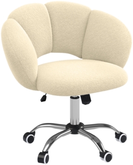Bellamio 'Meli' Wolkenstuhl, beige, Teddy-Bouclé Stoff, höhenverstellbar & drehbar, bis 140 kg, Schmink- & Schreibtischstuhl mit Rollen