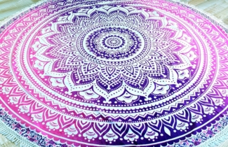 Guru-Shop Tagesdecke Rundes indisches Mandala Tuch, Boho Tagesdecke,..