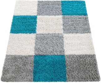 Paco Home Hochflor-Teppich Mango 316, rechteckig, Höhe: 34 mm, weicher Shaggy, modernes kariertes Design