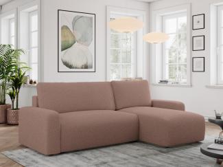 Ecksofa L-form, mit Schlaffunktion und Bettkasten - ARGOS, Rosa, Boucle