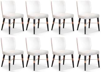 Casa Padrino Luxus Esszimmer Stuhl 8er Set Weiß / Schwarz / Kupfer 50 x 54 x H. 83 cm - Esszimmer Möbel - Restaurant Möbel - Hotel Möbel - Luxus Möbel - Luxus Kollektion