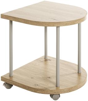 Beistelltisch >52715< in eiche, grau, MDF, Metall - 40x45x40cm (BxHxT)