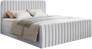 Selsey 'Saliano' Boxspringbett mit Bettkasten, Topper und Chenille-Bezug, Hellgrau, 200x200 cm