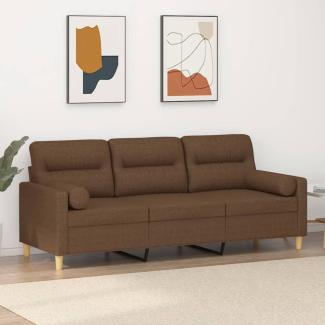 vidaXL 3-Sitzer-Sofa mit Zierkissen Braun 180 cm Stoff 3200832