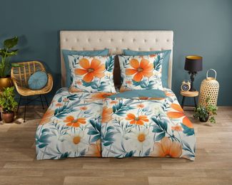 good morning Wendebettwäsche Spirit, Renforcé, 3 teilig, 100% Baumwolle, Renforcé, Reißverschluss, Wendeoptik, Blumen, Mohn