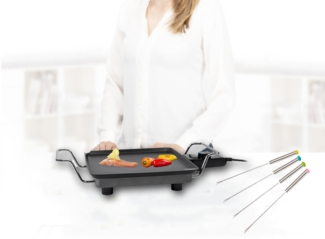 Teppanyaki Grillplatte 28x28 cm für 1-2 Personen, mit 4 Teppangabeln - 1900Watt
