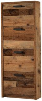 Schuhkipper Schuhschrank Garderobe 4 Doppelwalzen 64 x 164 x 24 cm Texas Oak