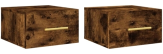 2er-Set Wand-Nachttische, Hängende Nachttische Räuchereiche 35x35x20 cm