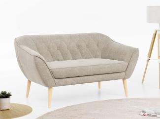 Sofa, Skandinavischer Stil, Holzbeine - PIRS - 2 Sitzer - Beige - Struktur