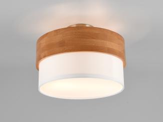 Deckenleuchte SEASONS Holzlampe mit Stoffschirm Weiß, Ø 30cm