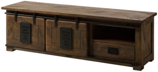 Massivmoebel24 TV-Board (Mango 160 x 45 x 50 braun lackiert RAILWAY #401), Mango 160 x 45 x 50 braun lackiert RAILWAY #401