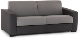 Dmora 2-Sitzer festes Sofa Azier, Wohnzimmersofa aus gepolstertem Stoff, Standardarmlehnen, 100 % Made in Italy, 200 x 95 x 90 cm, Grau und Anthrazit