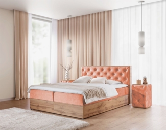 Boxspringbett Schlafzimmerbett MAXIMO 120x220cm in Stoff Torre Koralle