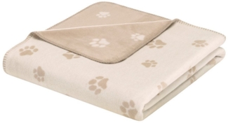 Wohndecke Cawö Wohndecke Kuscheldecke We love Dogs 62470-33 Pfoten beige 150x200, Cawö