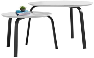 MODFU Couchtisch 2-teiliges Couchtisch-Set (elegantem Design, 2-St, Stabiler Eisenrahmen & leicht zu reinigende Steinplatten-Tischplatte), Ideal für Wohnzimmer & Büro, Platzsparendes stapelbares Design