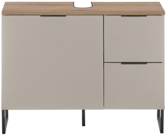 Waschbeckenunterschrank Djerba / Denver , Holzwerkstoff , Beige, Holzfarben , 80 x 60 x 35 cm