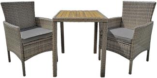 Balkonset DAKOTA 3-teilig braun Polyrattan Garten Sitzgruppe Outdoor Braun Set