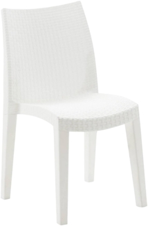 Dmora Outdoor-Stuhl Ant, Gartensitz, Stuhl für Esstisch, Outdoor-Sessel mit Rattan-Effekt, 100 % Made in Italy, 48 x 55 x 86 cm, Weiß