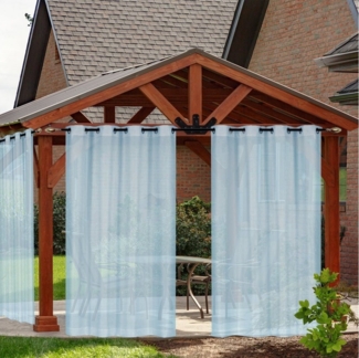 Sunicol Outdoorvorhang Wasserdicht Outdoor Vorhang mit Ösen, Transparent, Sonnenschutz, (4 St), Sichtschutz für Aussen Balkon Terrasse Rasen