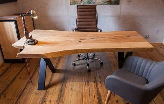 Casa Padrino Luxus Schreibtisch Naturfarben / Schwarz 140 cm