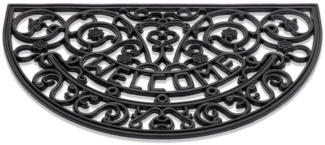 matches21 HOME & HOBBY Fußmatte Fussabtreter Welcome Gusseisen-Optik halbrund als Outdoor Gummi-Matte, halbrund, Höhe: 12 mm, Wetterfeste 40x60 cm Aussen-Bereich Türmatte als Schmutzfangmatte