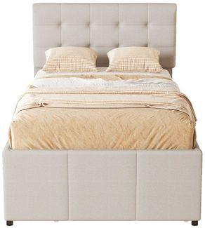 BlingBin Polsterbett Funktionsbett Jugendbett (1-tlg, mit drei Schubladen, Ausziehbares Rollbett, Verstellbares Kopfteil), 90x200cm(90x190cm),Ohne Matratze