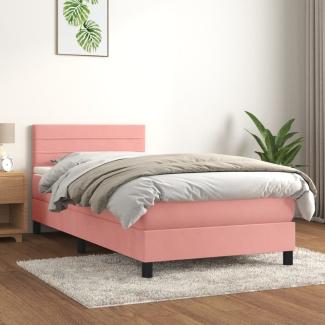 vidaXL Boxspringbett mit Matratze Rosa 100x200 cm Samt 3141352