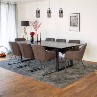 HOME DELUXE Essgruppe Eckig AVENCIA inkl. U-Fuß - 240 x 120 cm Dark Oak 8 Stühle