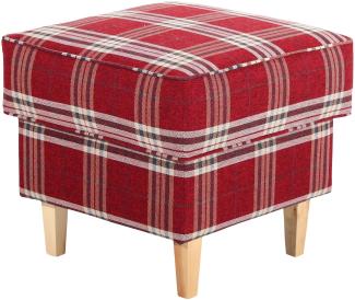 Hocker Karlen Bezug Flachgewebe Buche natur / rot 22079