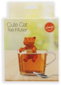 Winkee Teesieb Katze (Cute Cat) Orange, Silikon, (Tee-Ei, 1-St, lebensmittelecht), ca. 8 cm hoch