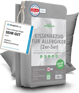 Welldora Kissenbezug für Allergiker, Milbenbezug Kissen, fachärztlich getestet, (1 Stück), Encasing gegen Milben & Bettwanzen ǀ Allergiker Bettwäsche
