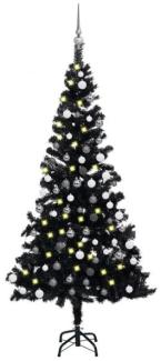 vidaXL Künstlicher Weihnachtsbaum Beleuchtung & Kugeln Schwarz 150 cm 3077675