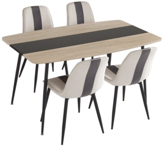 Mondeer Essgruppe Esszimmergruppe, (Set, 5/7-tlg), (1 Tisch mit 4/6 Stühlen), Moderner Esstisch und Polsterstuhl mit Metallbeinen