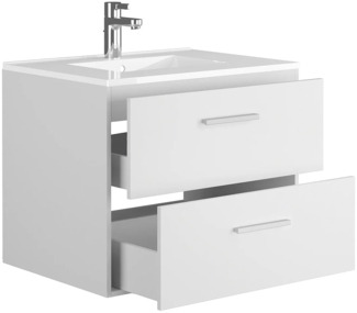 Vente-unique - Waschbeckenunterschrank hängend mit Einzelwaschbecken - Weiß - 60 cm - KAYLA