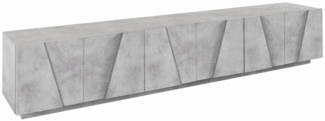 Dmora TV-Schrank Aemilor, niedriges Wohnzimmer-Sideboard, Fernsehständer-Basis, 100 % Made in Italy, 244 x 44 x 46 cm, dunkler Zement,
