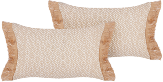 Kissen 2er Set Ohne Muster BOATH 30 x 50 cm Beige