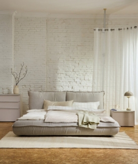 TOM TAILOR HOME Polsterbett PILLOW BED – lässiges Bett mit Kopfteil und Bettrahmen in Kissenform, besonders niedrige Optik – Bettrahmen mit abnehmbarem Bezug