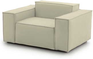 Dmora Rodonite-Sessel, Wohnzimmersessel, 100 % Made in Italy, Relaxsessel aus gepolstertem Stoff, 160 x 95 x 70 cm, Beige