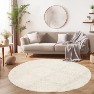 SIMPEX24 Teppich Unicolor - Einfarbig, Rund, Höhe: 30 mm, Modern Kurzflor Teppich Wohnzimmer Abstrakt Design Rosa Pflegeleicht
