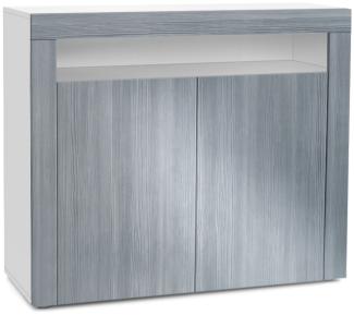 Vladon Kommode Valencia, Sideboard mit 2 Türen und 1 offenem Fach, Weiß matt/Avola-Anthrazit/Avola-Anthrazit (108 x 92 x 40 cm)