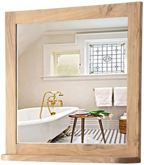 Spiegel mit Ablage 70x70 cm 'Ontario' Akazie massiv