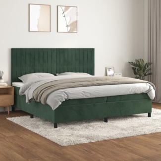 vidaXL Boxspringbett mit Matratze Dunkelgrün 200x200 cm Samt 3143166