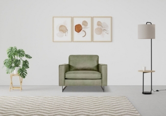 Places of Style Loveseat Pinto 105 cm, Cord, Chenille, Lederoptik, mit Keder, Metallfüßen und auch in Cord Bezug erhältlich