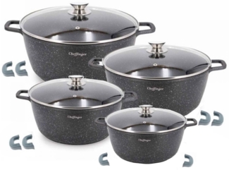 Cheffinger Topf-Set 8 tlg Kochtopf Set Topf Induktion Anti Haft 20-24-28-32cm, (8-tlg)