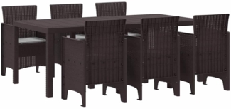 vidaXL Garten Essgruppe 7 pcs Braun Polt Rattan 3378719
