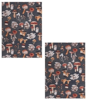 Magma Heimtex Geschirrtuch 2er Set Pilze Digitaldruck 50x70 cm Landhausstil Vintage Retro, (Spar Set, 2-tlg, 2 x Geschirrtücher), Vorderseite bedruckt mit Pilze saugfähig