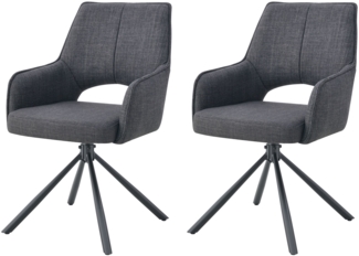 Tokio Drehstuhl 2er Set - Stuhl (B/H/T): 57 x 91 x 64 cm in Anthrazit