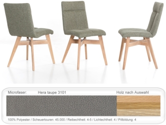 Stuhl Aranel mit Schwingrücken Polsterstuhl Esszimmerstuhl Massivholz Eiche natur geölt, Hera taupe