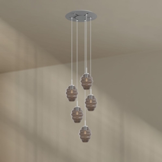 s.luce Echos Galerieleuchte 5-flammig Ø 60cm Baldachin Ø 18cm Rauch, Weiß